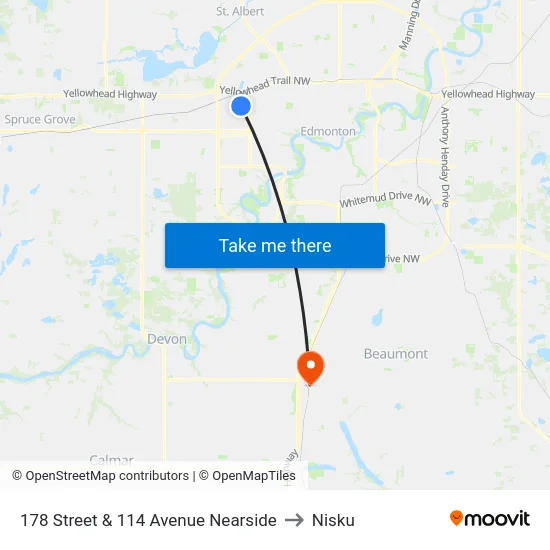 178 Street & 114 Avenue Nearside to Nisku map