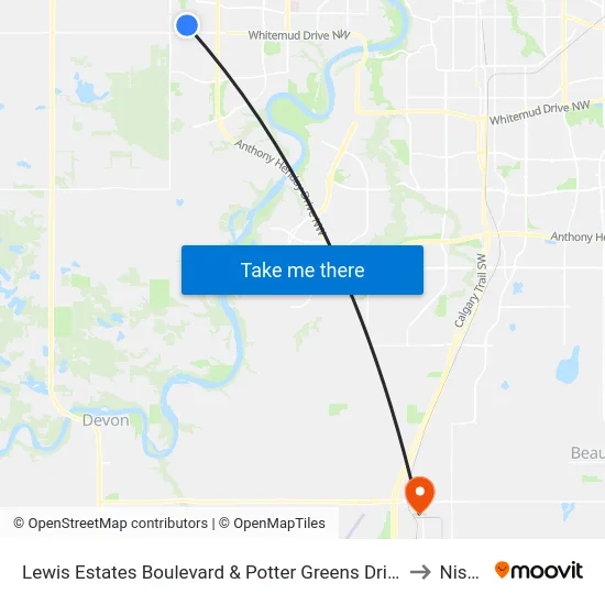 Lewis Estates Boulevard & Potter Greens Drive to Nisku map