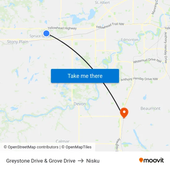 Greystone Drive & Grove Drive to Nisku map
