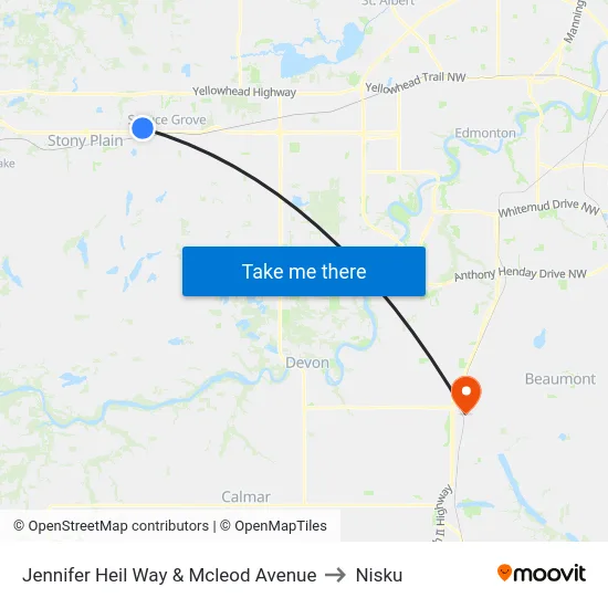 Jennifer Heil Way & Mcleod Avenue to Nisku map