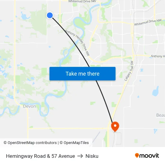 Hemingway Road & 57 Avenue to Nisku map