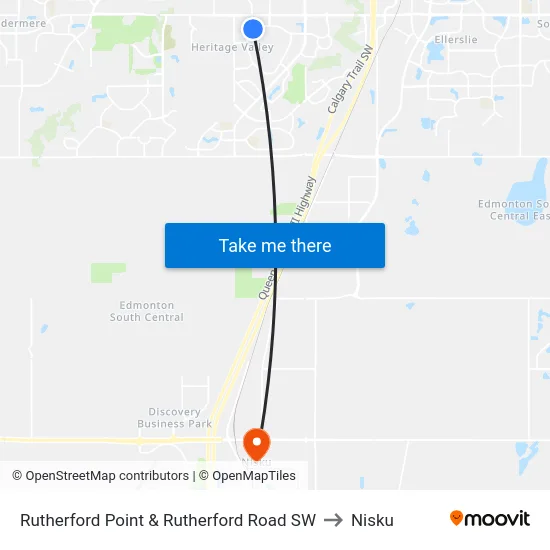 Rutherford Point & Rutherford Road SW to Nisku map