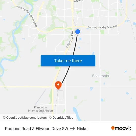 Parsons Road & Ellwood Drive SW to Nisku map
