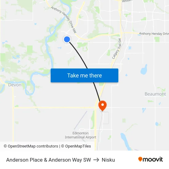 Anderson Place & Anderson Way SW to Nisku map