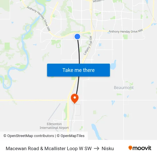 Macewan Road & Mcallister Loop W SW to Nisku map