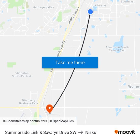 Summerside Link & Savaryn Drive SW to Nisku map