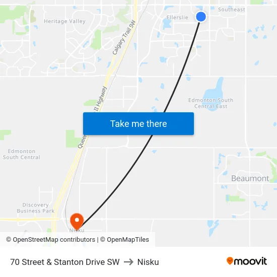 70 Street & Stanton Drive SW to Nisku map