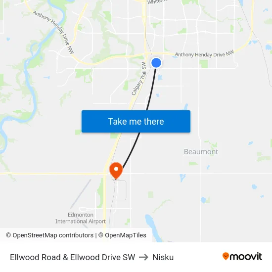 Ellwood Road & Ellwood Drive SW to Nisku map