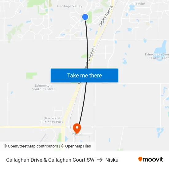 Callaghan Drive & Callaghan Court SW to Nisku map