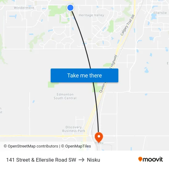 141 Street & Ellerslie Road SW to Nisku map