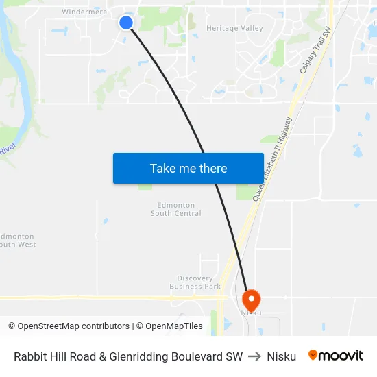 Rabbit Hill Road & Glenridding Boulevard SW to Nisku map