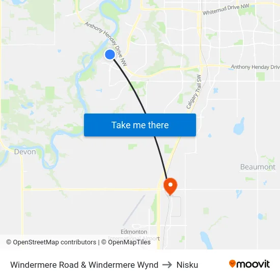 Windermere Road & Windermere Wynd to Nisku map