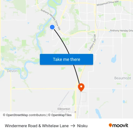 Windermere Road & Whitelaw Lane to Nisku map