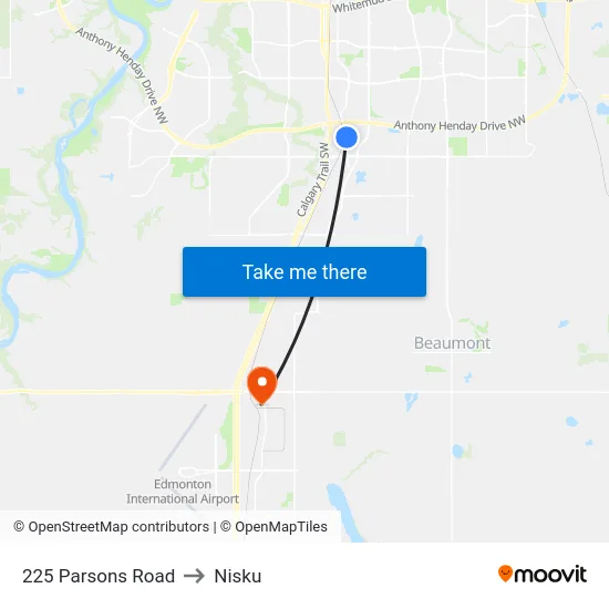 225 Parsons Road to Nisku map