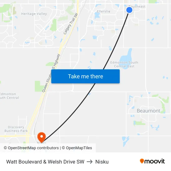 Watt Boulevard & Welsh Drive SW to Nisku map