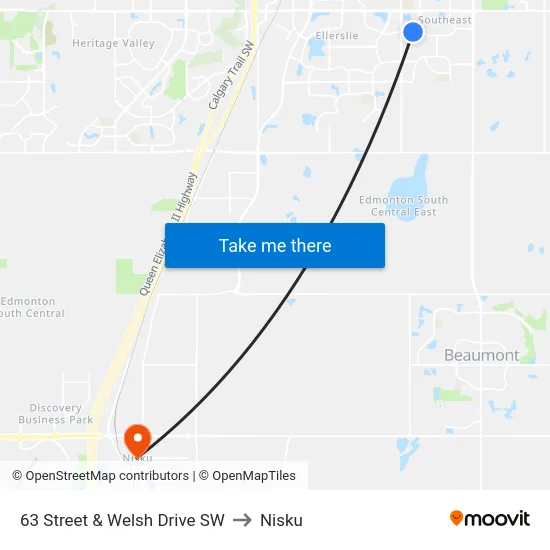 63 Street & Welsh Drive SW to Nisku map