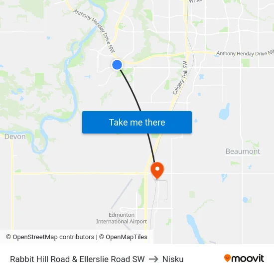 Rabbit Hill Road & Ellerslie Road SW to Nisku map