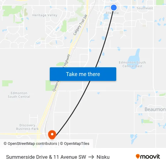 Summerside Drive & 11 Avenue SW to Nisku map