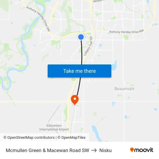 Mcmullen Green & Macewan Road SW to Nisku map