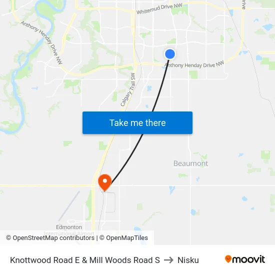 Knottwood Road E & Mill Woods Road S to Nisku map