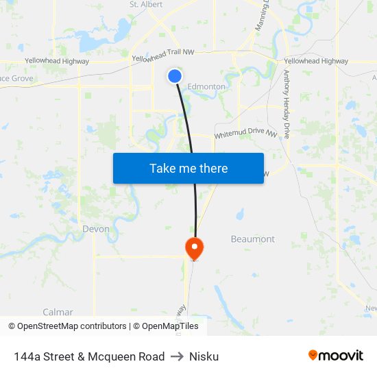 144a Street & Mcqueen Road to Nisku map