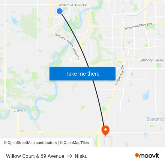Willow Court & 69 Avenue to Nisku map