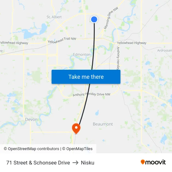 71 Street & Schonsee Drive to Nisku map