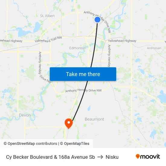 Cy Becker Boulevard & 168a Avenue Sb to Nisku map