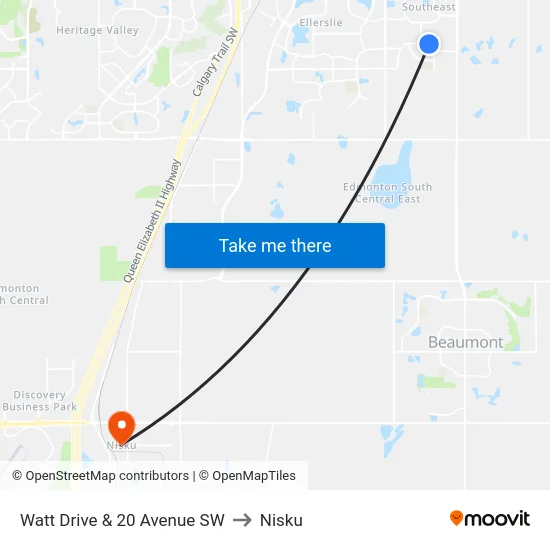 Watt Drive & 20 Avenue SW to Nisku map