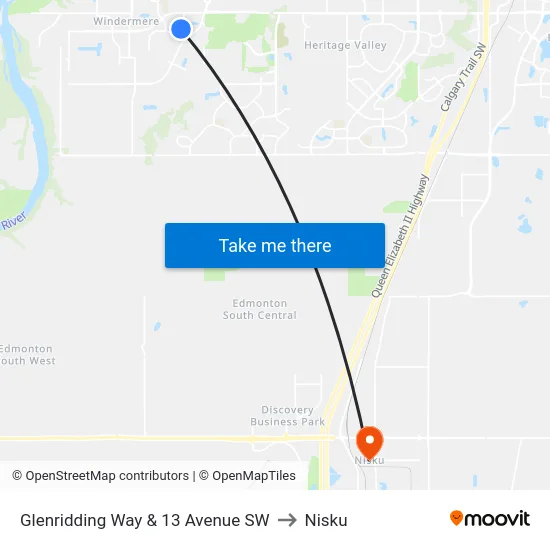 Glenridding Way & 13 Avenue SW to Nisku map