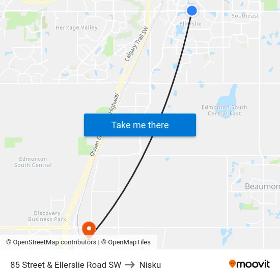 85 Street & Ellerslie Road SW to Nisku map