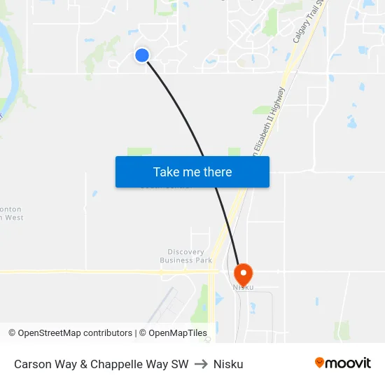Carson Way & Chappelle Way SW to Nisku map
