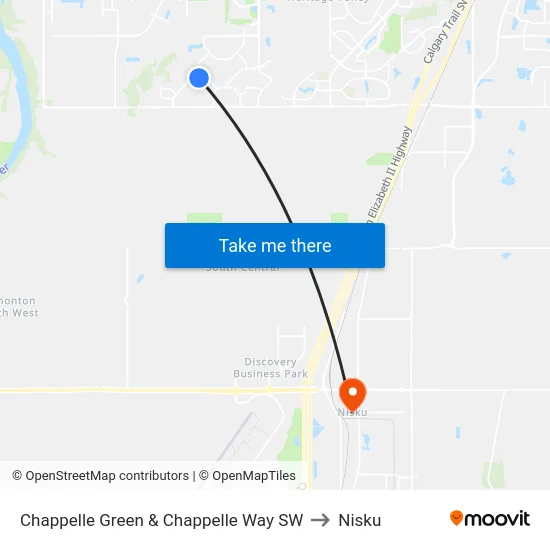 Chappelle Green & Chappelle Way SW to Nisku map