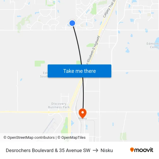 Desrochers Boulevard & 35 Avenue SW to Nisku map