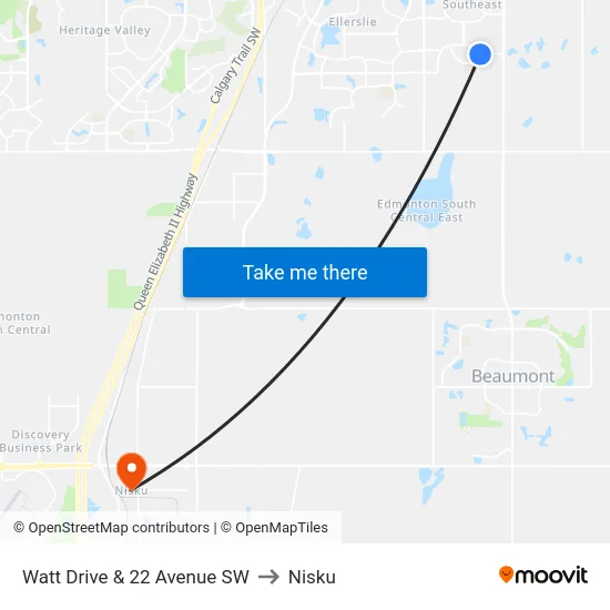Watt Drive & 22 Avenue SW to Nisku map