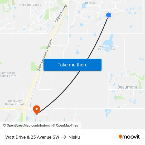 Watt Drive & 25 Avenue SW to Nisku map