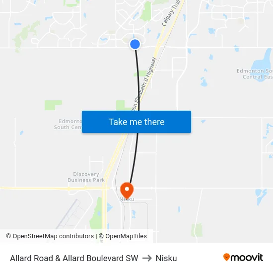 Allard Road & Allard Boulevard SW to Nisku map