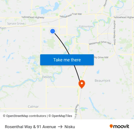 Rosenthal Way & 91 Avenue to Nisku map