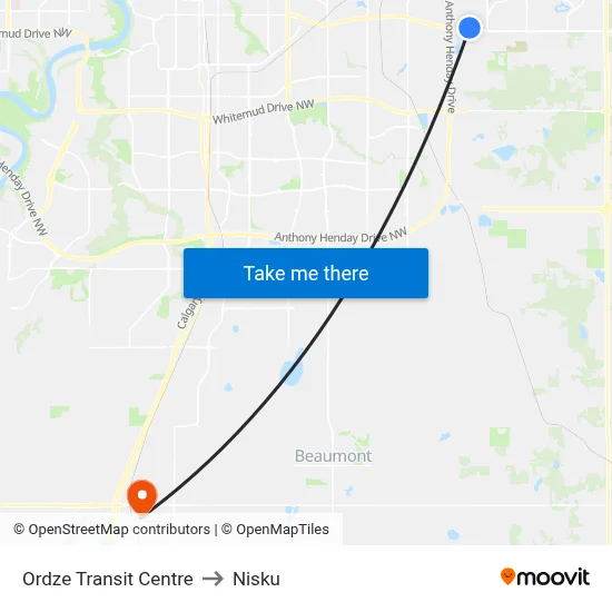 Ordze Transit Centre to Nisku map