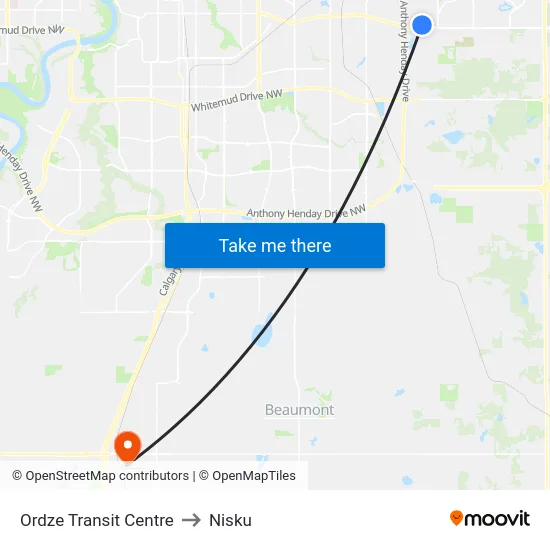 Ordze Transit Centre to Nisku map