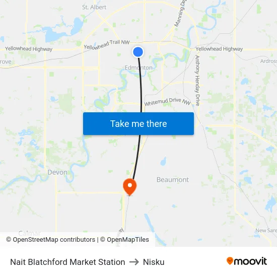 Nait Blatchford Market Station to Nisku map