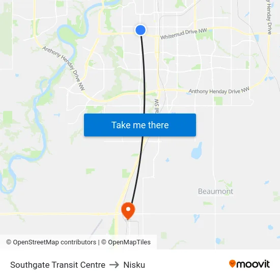 Southgate Transit Centre to Nisku map