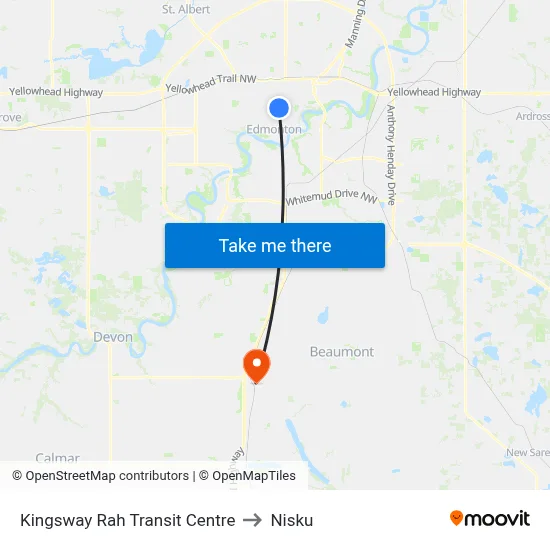 Kingsway Rah Transit Centre to Nisku map
