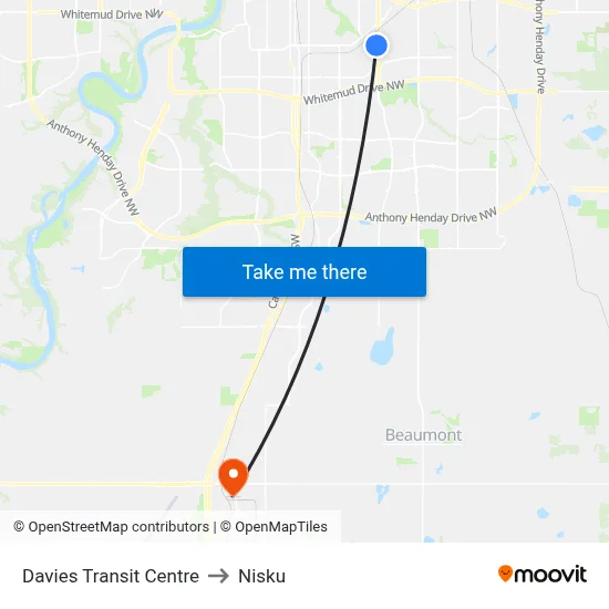 Davies Transit Centre to Nisku map