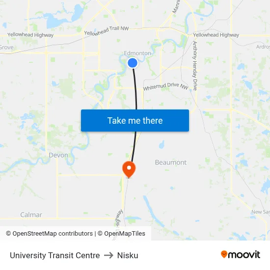 University Transit Centre to Nisku map