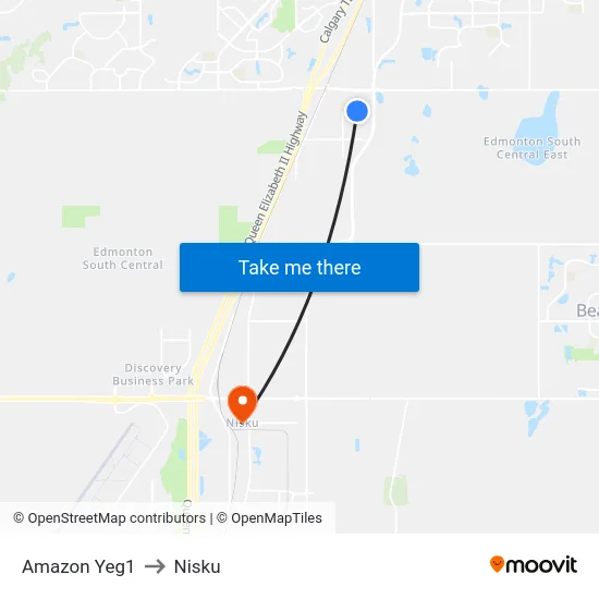 Amazon Yeg1 to Nisku map