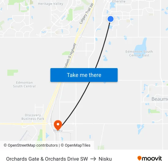 Orchards Gate & Orchards Drive SW to Nisku map