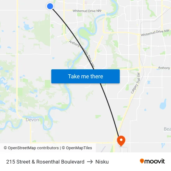 215 Street & Rosenthal Boulevard to Nisku map