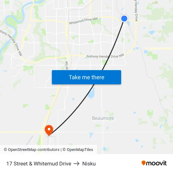 17 Street & Whitemud Drive to Nisku map