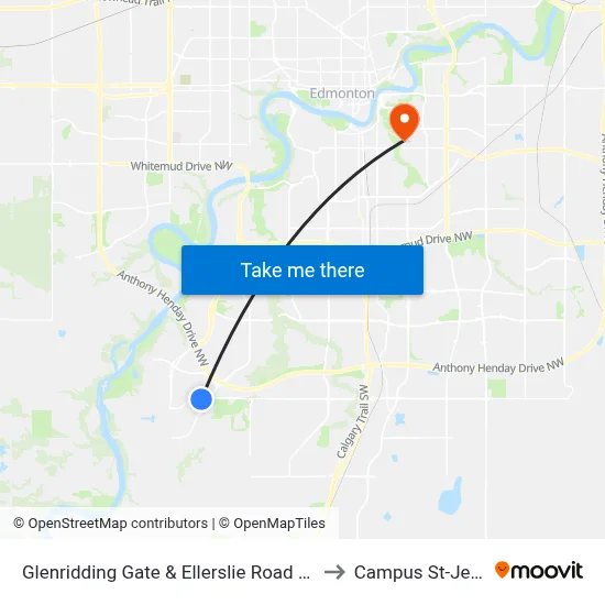 Glenridding Gate & Ellerslie Road SW to Campus St-Jean map